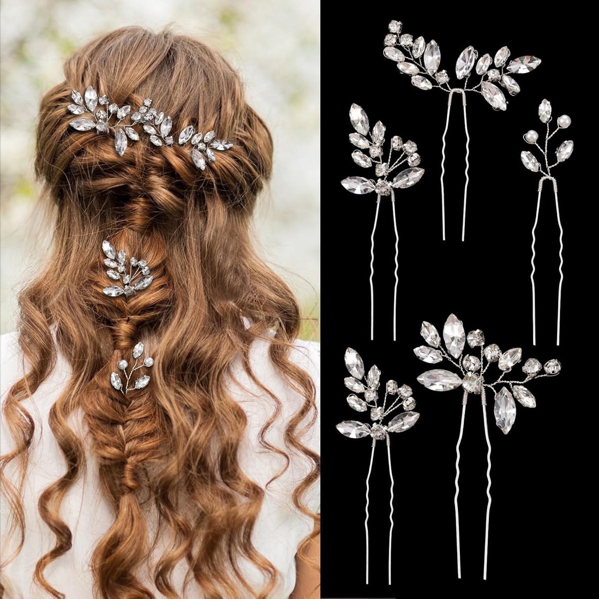 Elegante Haarspelden met Kristallen en Parels voor Bruidskapsels, Perfect voor Bruiloften en Feestjes