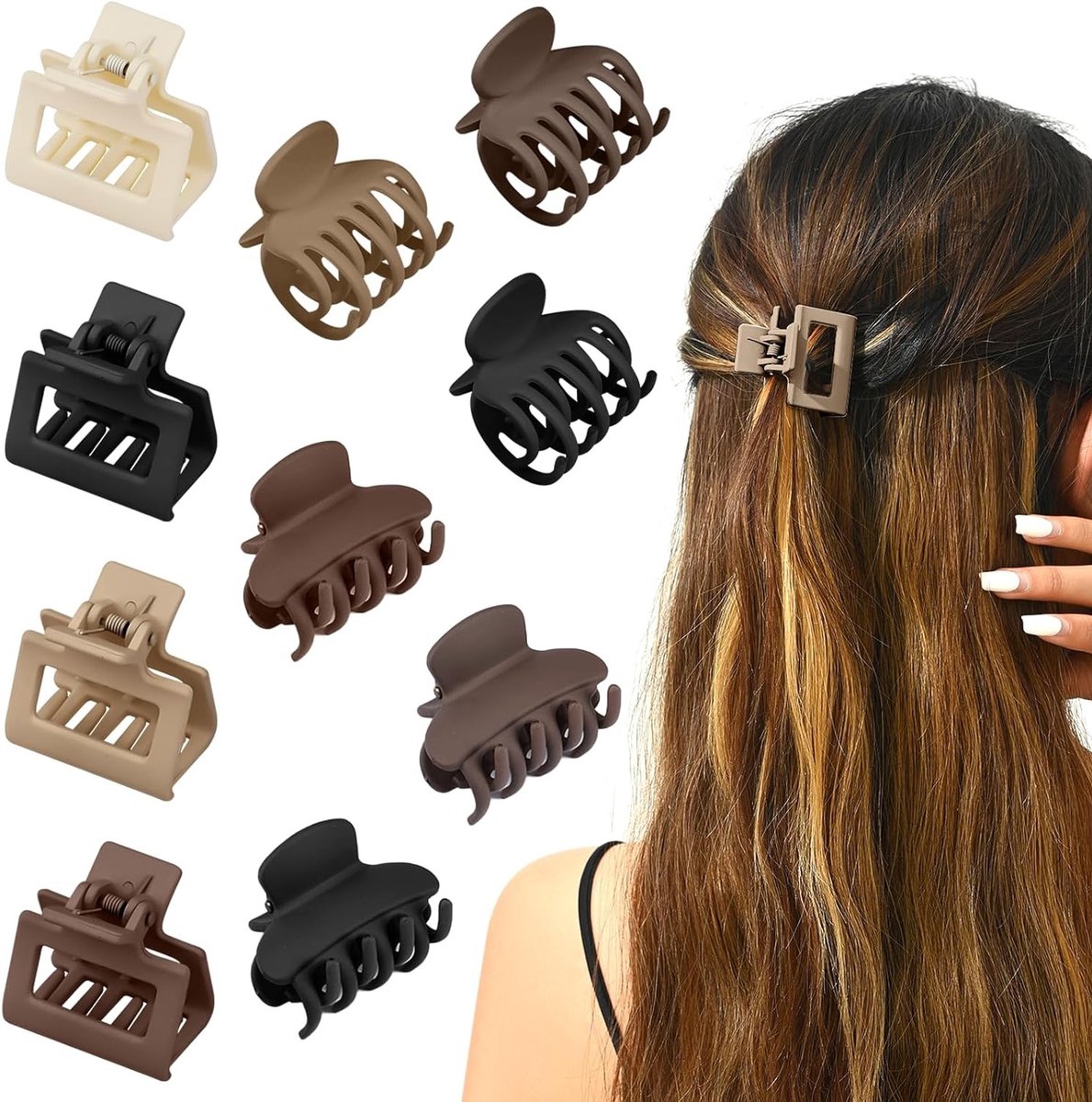 10 Stuks Dubbele Rijen Tand Haarclips voor Vrouwen, Matte Antislip Klemmen voor Korte Haarstijlen, Ideaal voor Dun en Fijn Haar in Drie Verschillende Vormen
