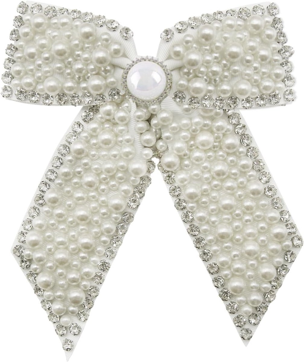 Elegante Haarspeld met Parels en Strik, Prachtige Haaraccessoires voor Vrouwen, Versierd met Strass en Parels, Perfect voor Feestjes en Bruiloften