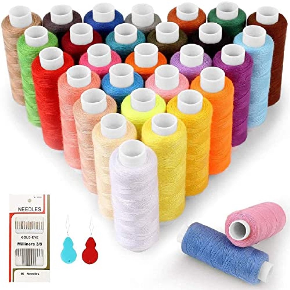 Complete naaiset met 30 kleuren garen - 220 meter polyester draad voor handwerk en borduurwerk