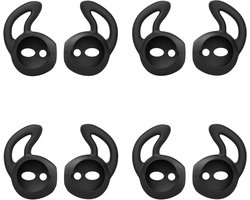 Silicone Oordopjes Geschikt voor Apple AirPods en EarPods - 4 Paar, Zachte Antislip Sport Oordopjes met Oorhaak, Beschermende Accessoires voor Hoofdtelefoon - Zwart