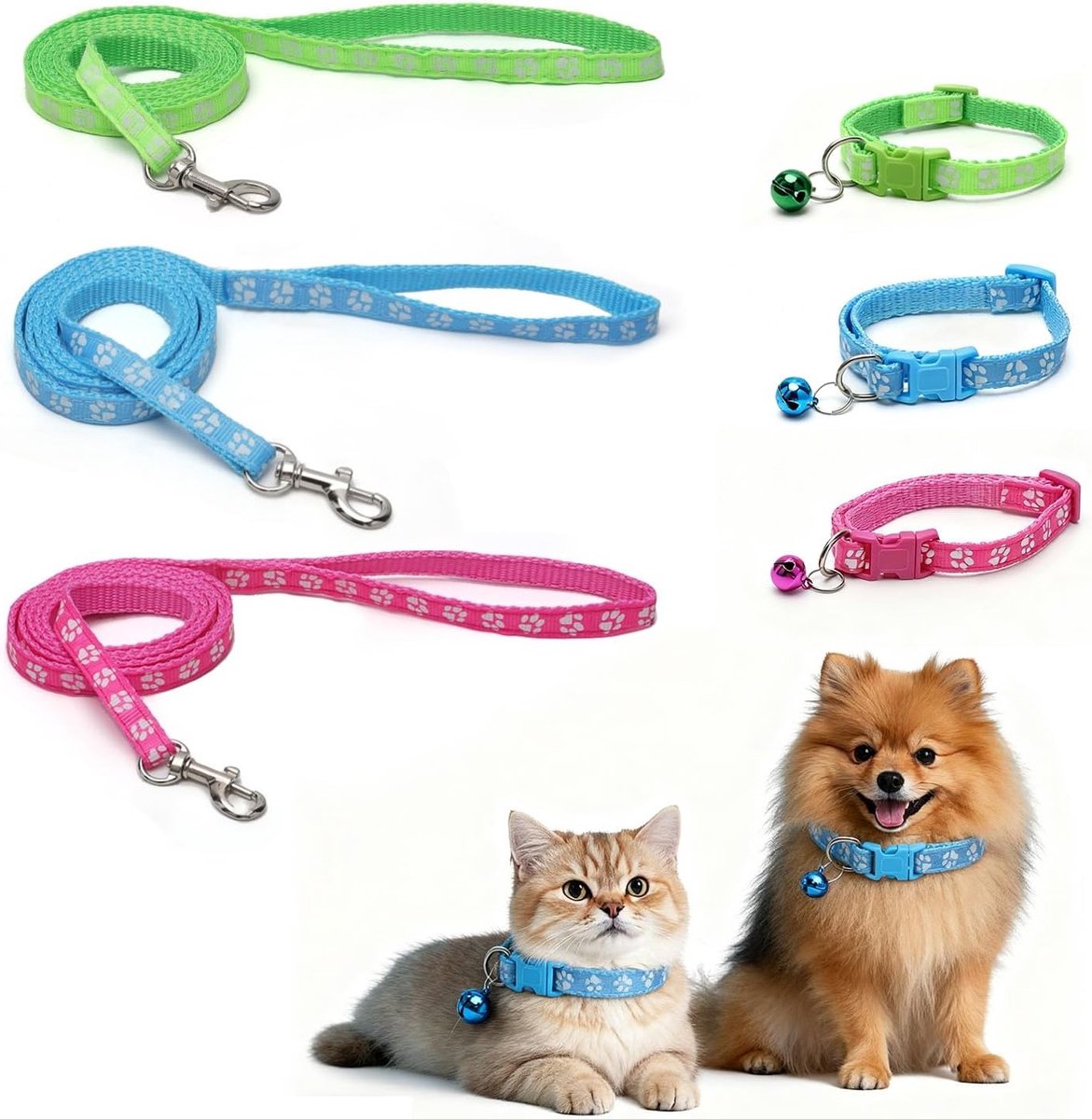 Verstelbare hondenriem voor kleine honden, lichtgewicht puppy accessoires, hondenhalsband set van 120 cm, ideaal voor puppy's en kleine rassen