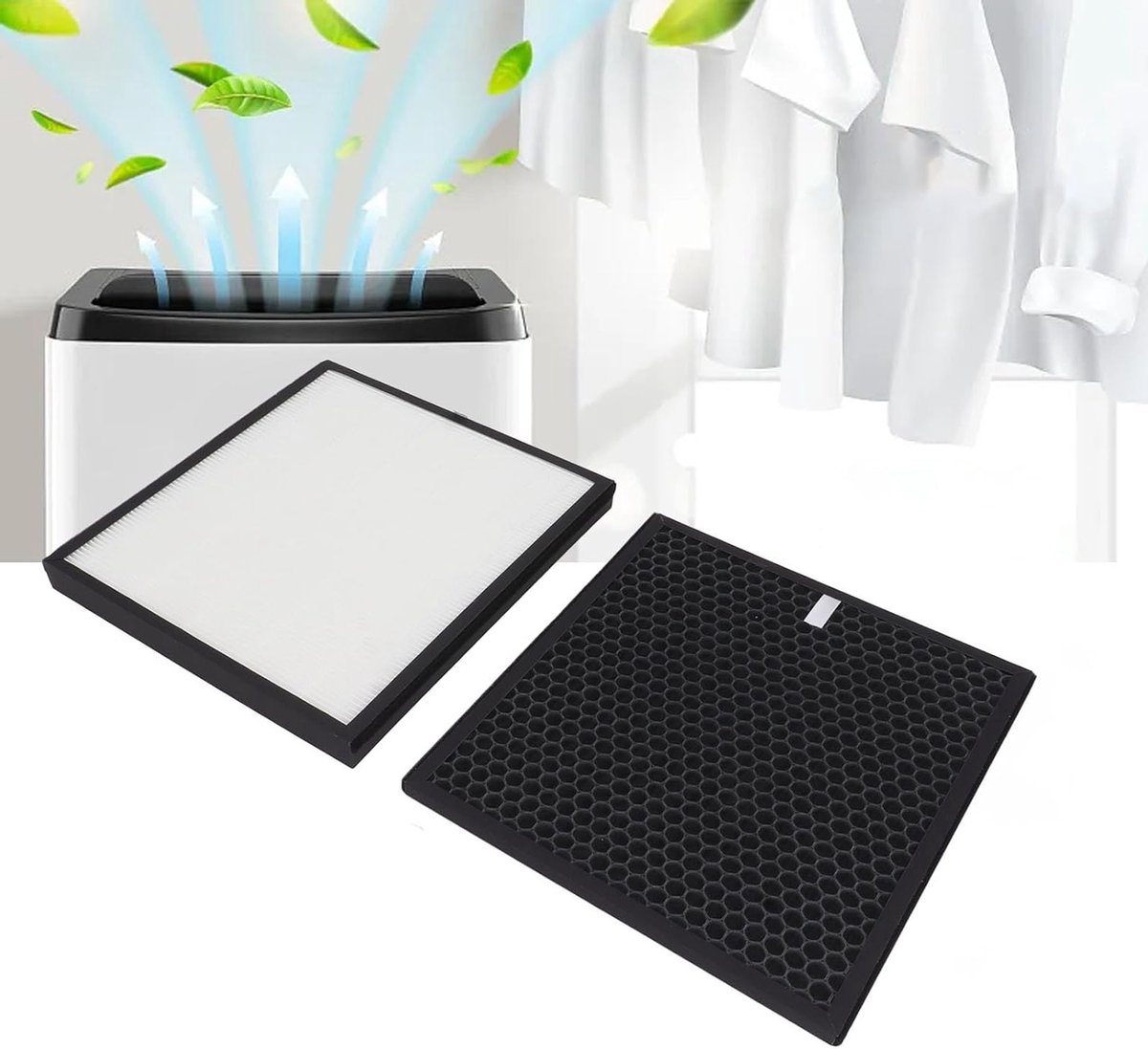 HEPA Luchtfilter met Actieve Koolstof voor Air Purifiers, Vervangingsfilter voor Stof, Huisdierenharen en Hoge Efficiëntie — afbeelding 6