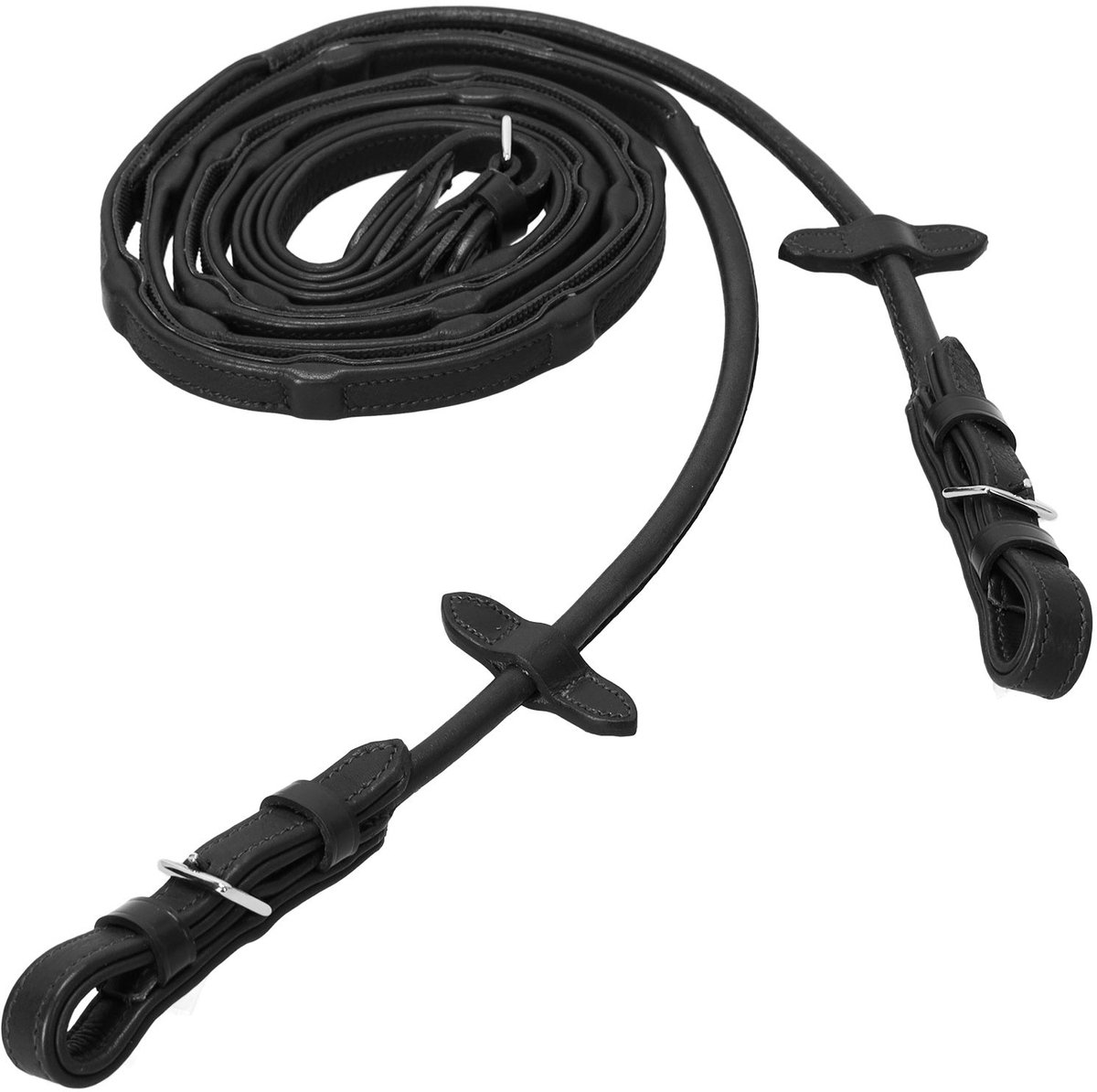 Schockemöhle Durasoft Rolled Grip Teugels Rondgenaaid - Zwart