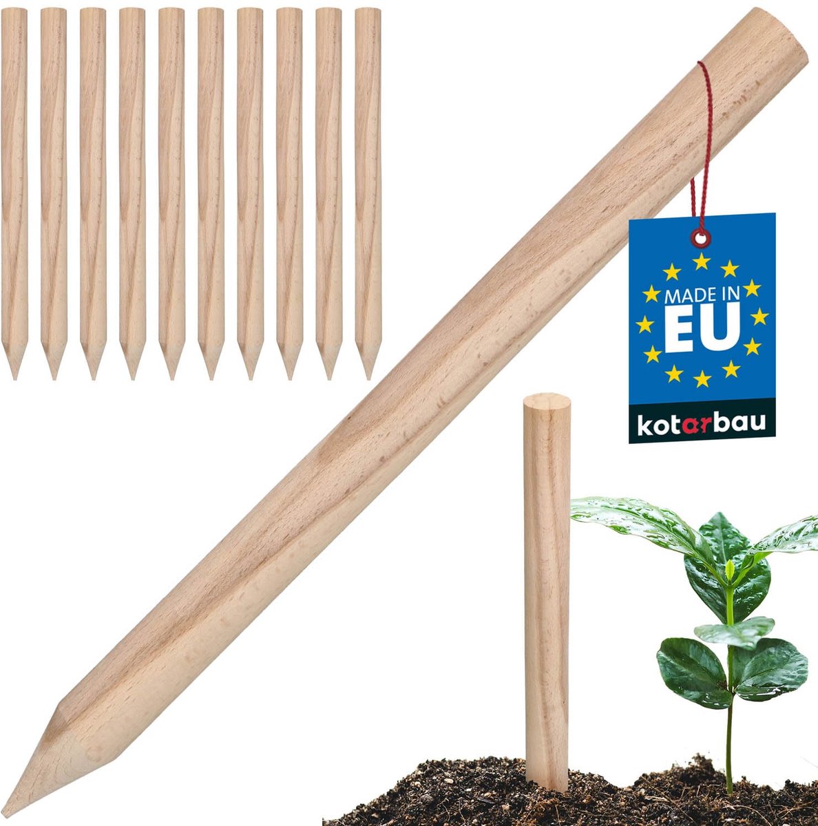 Kotarbau - Geodezische Houten Piketpalen - 40 cm - Set van 10