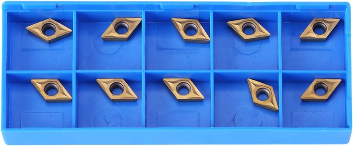 10-delige Diamantvormige CNC Carbide Insert Cutter voor Draaitafel en Freesmachine - HSS Gereedschap voor Staalbewerking met Opbergdoos