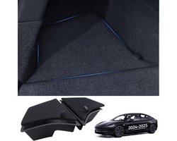 2-pack Organizers voor de zijkant van de kofferbak, geschikt voor Tesla Model 3 (2024-2025) – TPE-materiaal met geflockte deksel – Waterdicht en antislip – Zwart