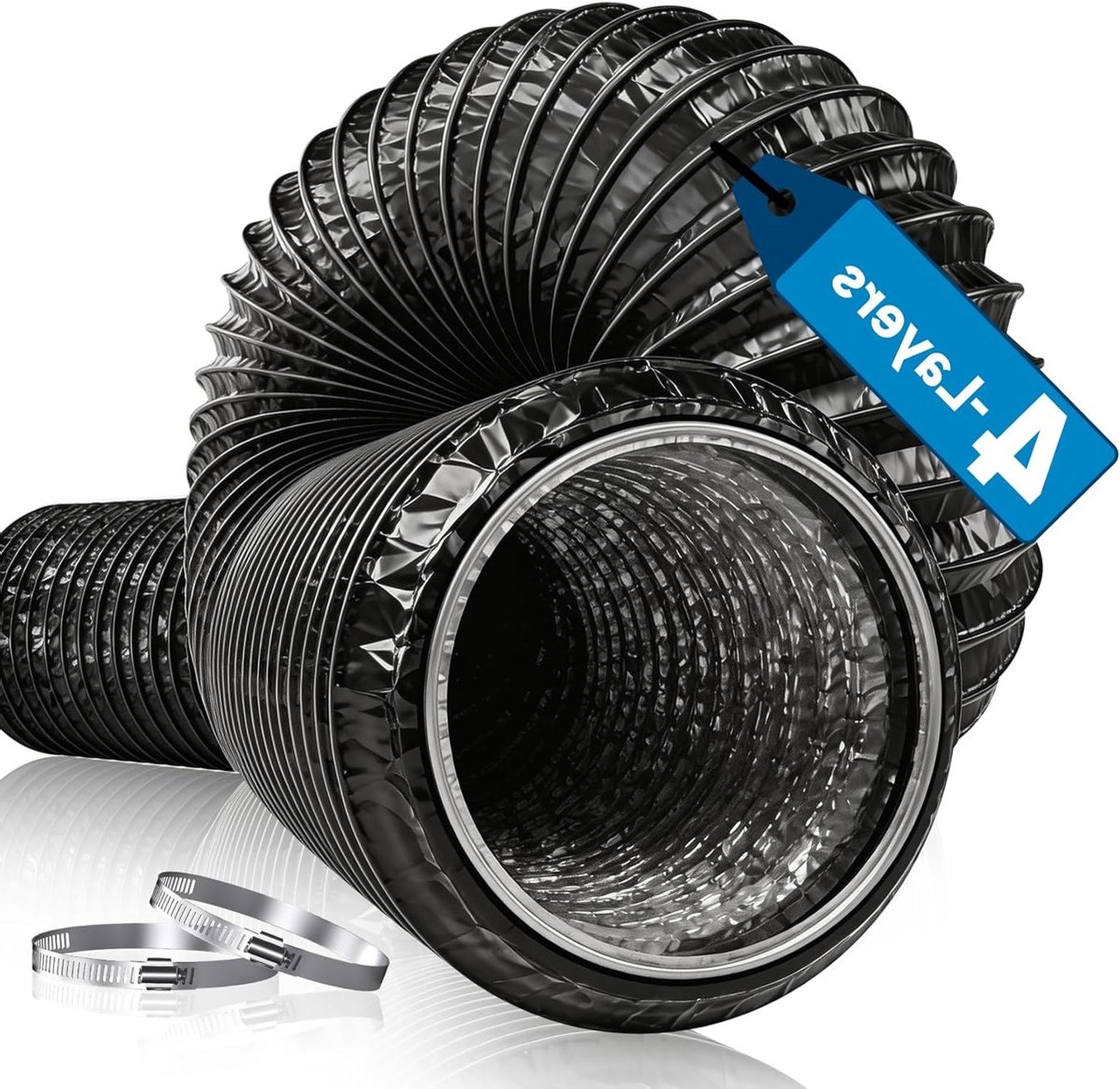 Afvoerslang 150 mm - 2,5 meter flexibele aluminium buis voor droger en airconditioning, luchtslang voor optimale ventilatie