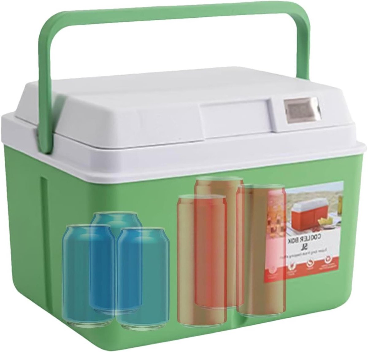 Kleine koelbox - Ijsbox - Buitenactiviteiten - Temperatuurweergave - 8 liter - Groen