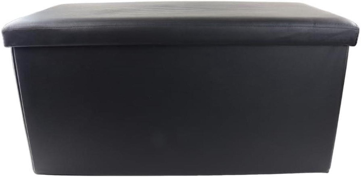 Opberg Poef - Opbergbank Poef - Woonkamer Organiseren - Opvouwbaar Ontwerp - 765x38x375cm - Zwart