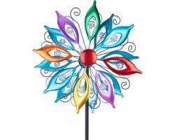 MUMTOP Wind Spinners 100cm Multi-Color Kinetic Sculpture Metal Windmill with Stake for Garden Yard Lawn Outdoor Decor
