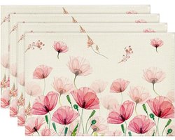 Artoid Mode Klaprozen blad lente set van 4 placemats, 30 x 45 cm zomer banket placemats wasbaar placemats keuken party decoratie
