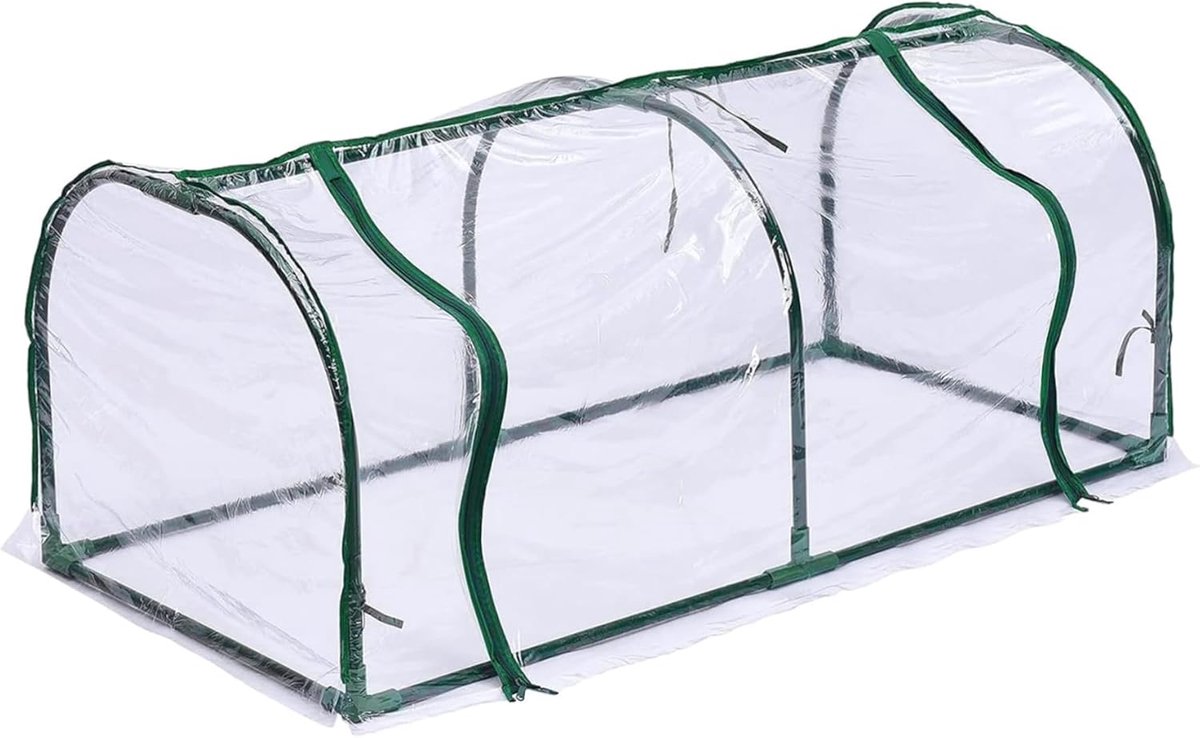 Mini Tuinkas - Transparante Hoes - Planten Beschermen - Oprolbare Ritsdeur - 130x60x50 cm - Transparant