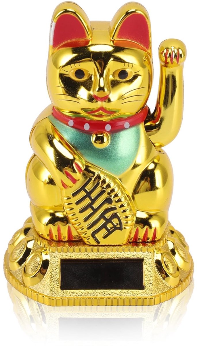 NTH products- Gelukskat Zwaaiend - Feng Shui Decoratie - Zonne-energie - Schattige Kat - Rijkdom en Geluk - 3,15x1,77x1,77 Inch - Gelukskatje