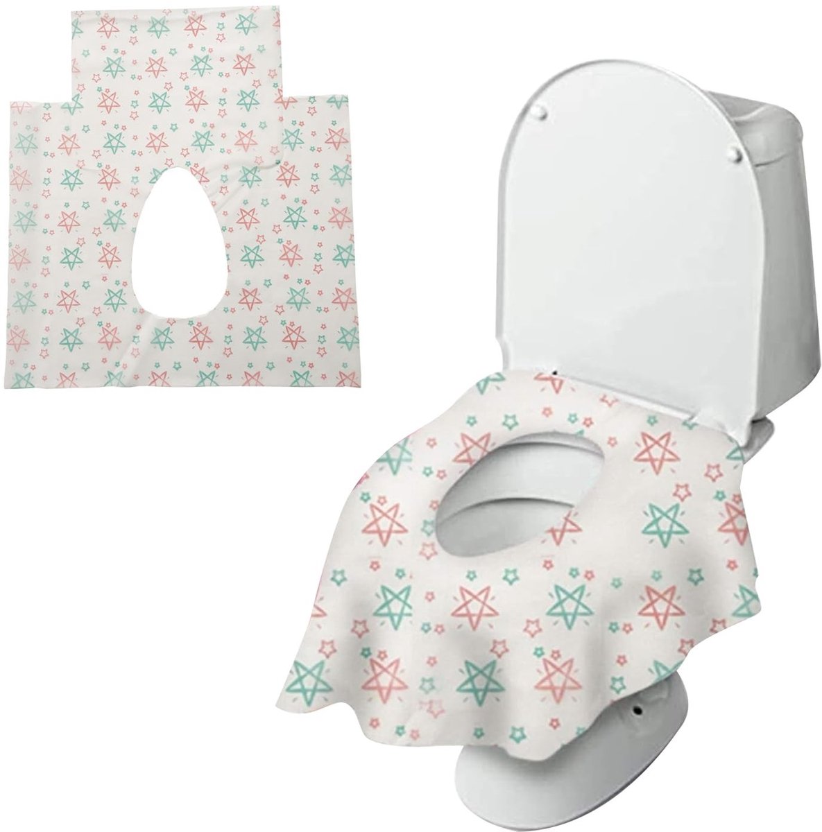 MTTproducts- Wc-Brilhoes Antibacterieel - 25 Stuks - Wasbaar - 60 x 65 cm - Hygiënisch - Comfortabel Patroon - Toiletstoelhoes