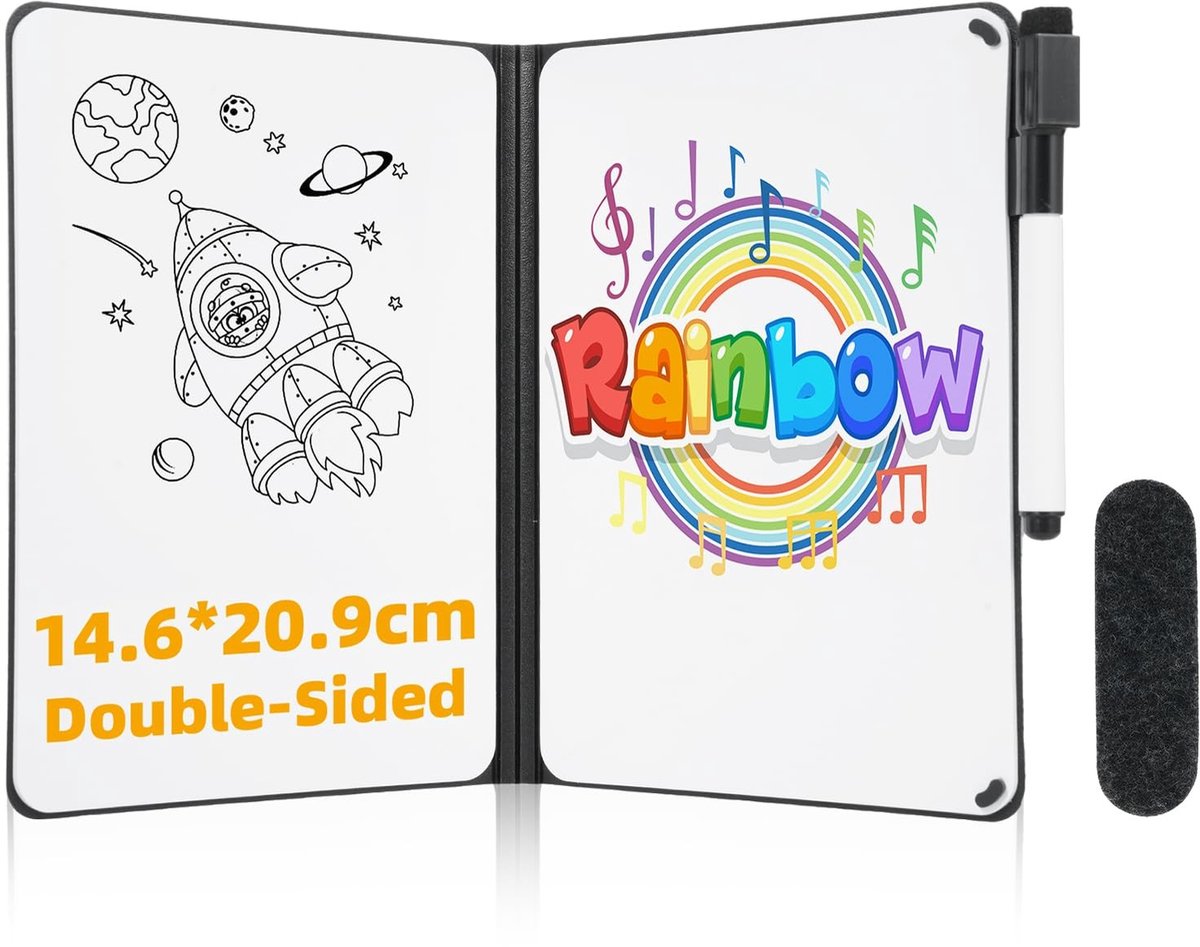 NTH products- Dry-erase Bord A5 - Dubbelzijdig - Inclusief Marker/Gum - Draagbaar - Praktisch voor Studie/Planning - Eenvoudig te Reinigen - Whiteboard
