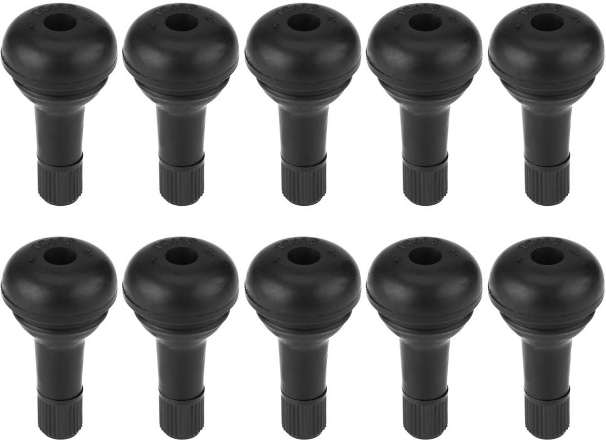 MTTproducts- Ventielschacht 10 Stuks - Drukventiel TR415 - Rubber/Metaal - Zwart - 48 mm - Duurzaam en Praktisch - Bandenventiel
