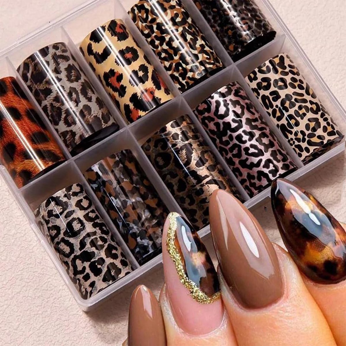 MTTproducts- Nagelkunst Folies 10 Stuks - Luipaard/Slangenpatroon - Overdracht Stickers - Nagelkunst Accessoires - Eenvoudig te Gebruiken - Milieuvriendelijk - Nagelfolie