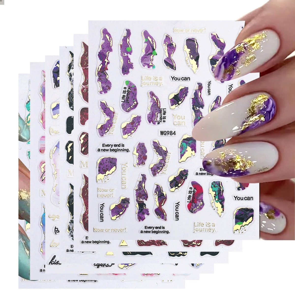 MTTproducts- Nail Stickers 6 Kleuren - Marmer Design - Zelfklevend - Waterdicht - Ultra-dun - Perfect voor Nagelsalon - Nail Art Stickers