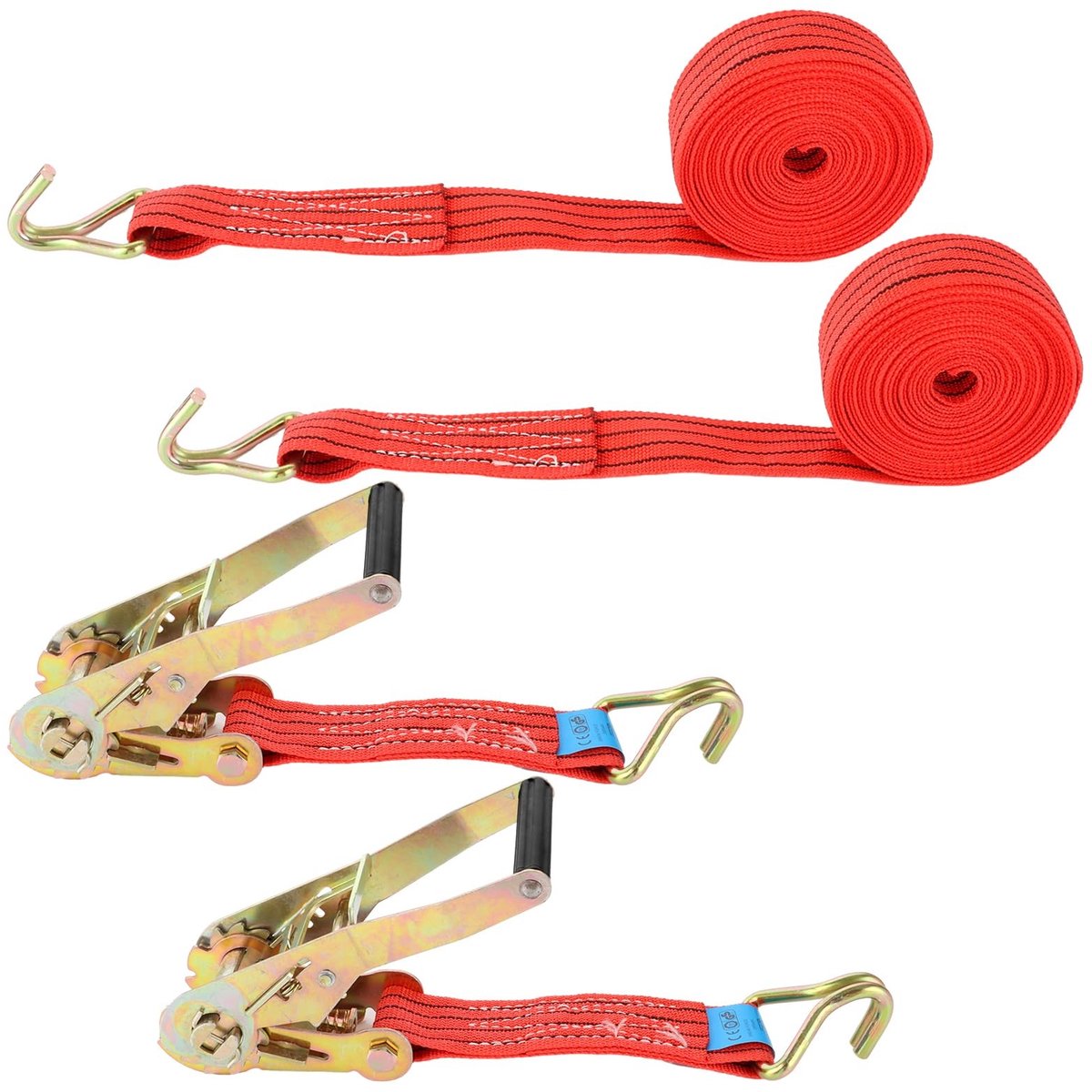 MTTproducts- Spanbanden met Ratel 6 m - Sjorbanden voor Motor - Sjorbanden voor Auto - Sjorbanden voor Aanhanger - 2000 kg Belastbaarheid - 50 mm Breedte
