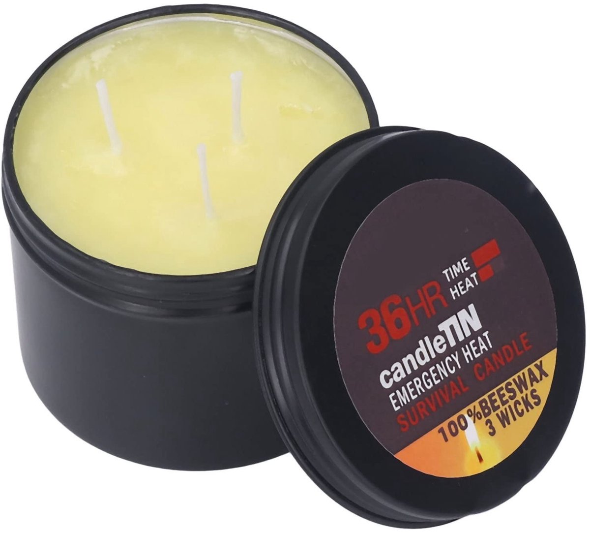 MTTproducts- Noodkaars 36 Uur Brandduur - Langdurige Overlevingskaars - 3 Lonten - Bijenwas - Campingkaars - Essentiële Benodigdheden