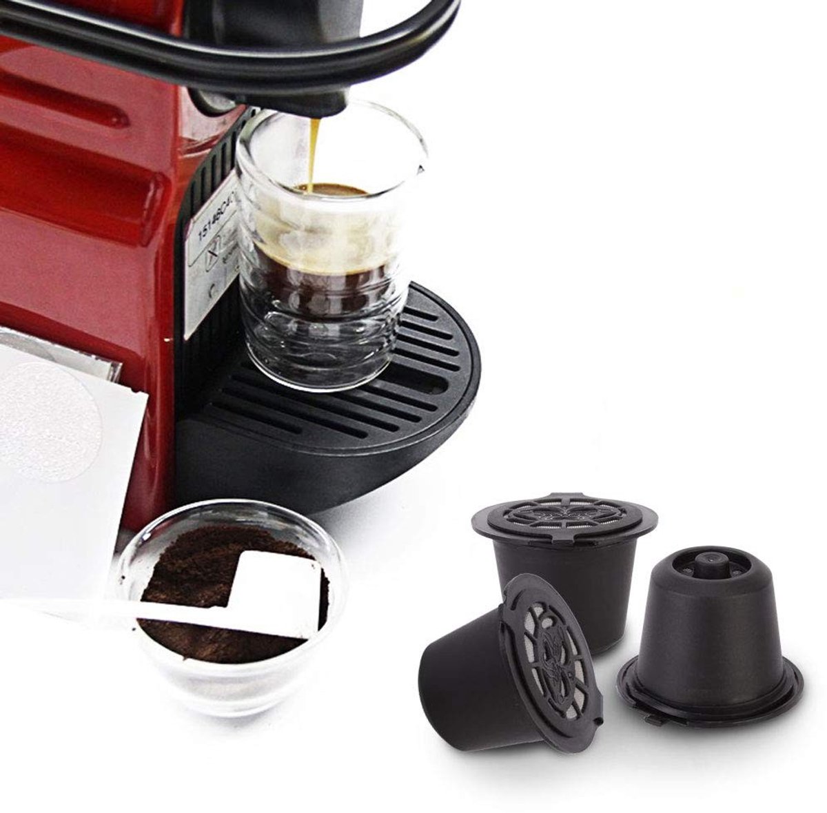 MTTproducts- Espressocapsules Herbruikbaar - Koffiecapsulefilterset 3-delig - Inclusief Le