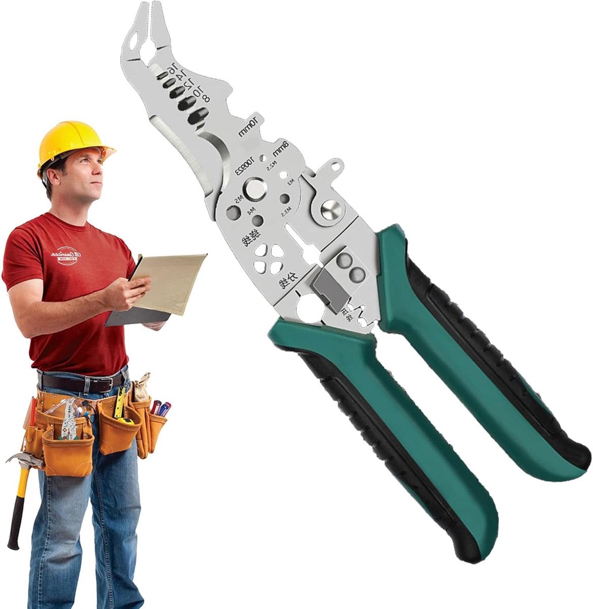 Kabelstripper Krimptang - Elektrisch Gereedschap - Draad Bewerken - Multifunctioneel Ontwerp - 18.3 x 6.8 cm - Meerkleurig