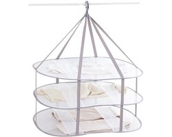 Opvouwbaar droogrek met 3 niveaus en gaas – 77 cm L x 61 cm B x 78 cm H - Geschikt voor het drogen van zware truien, ondergoed, sokken, gebreide kleding, knuffels, katoenen pantoffels