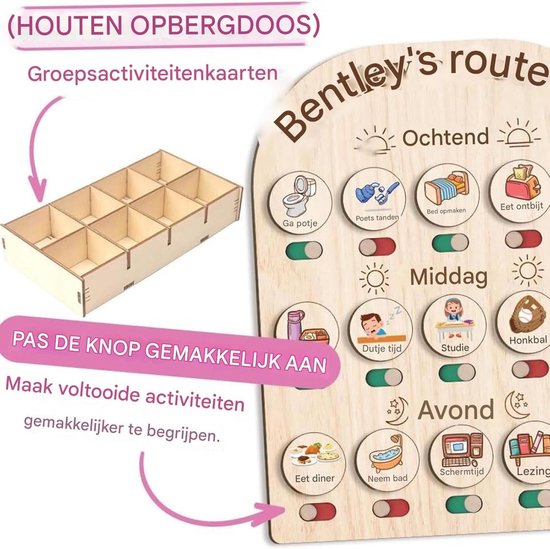 Routineplanner Kinderen - Dagelijkse Schema - Gewoontes Leren - Interactief Visueel Systeem - 356 x 304 cm - Houtkleur — afbeelding 5