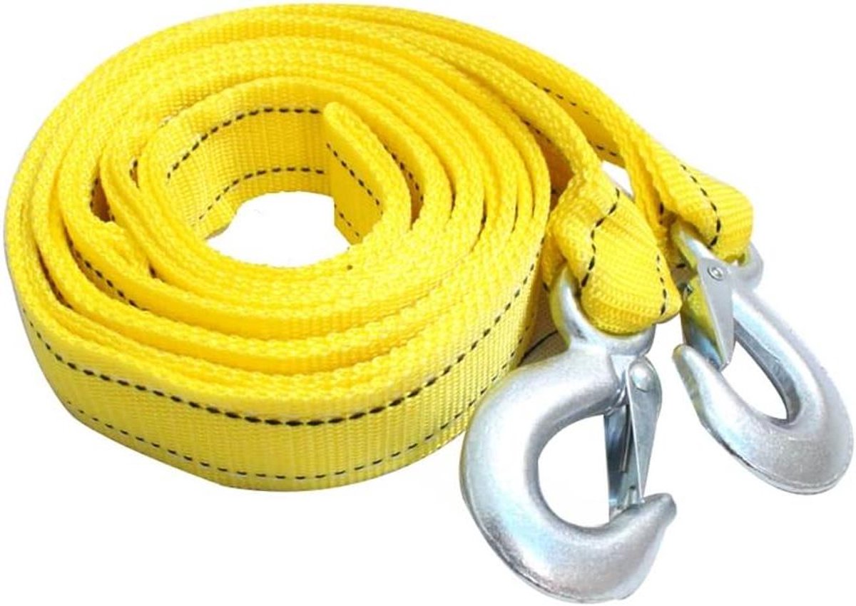 Sleepkabel Voertuigen - Sleepkabel Auto - Voertuigen Berging - Verstevigd Polyester - 3 meter - Zwart