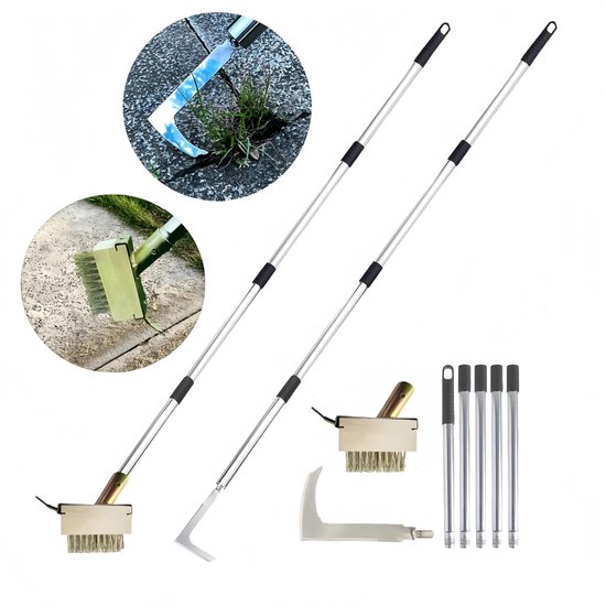 Gereedschapsset Onkruidverwijdering - Onkruidsteker Tuin - Buitenruimte Reinigen - Ergonomische Lange Handgreep - 16 m - Zilver — afbeelding 3