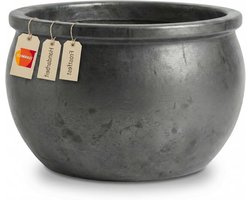 Teramico Handgemaakte keramische plantenbak, vorstbestendige keramische bloempot met afvoergat, weerbestendige grote pot, ideaal voor binnen en buiten, antraciet, 16 x 12 cm