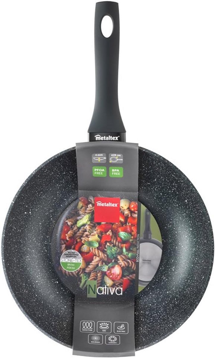 Wokpan 28 cm Gesmeed Aluminium - Geschikt voor alle warmtebronnen