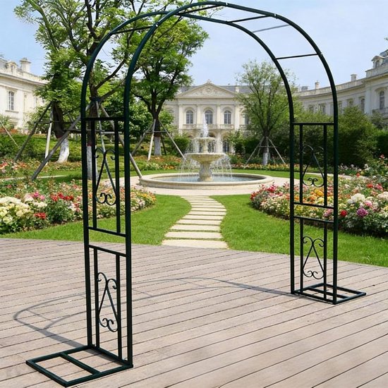Tuinboog - Klimplantsteun - Decoratie buiten - Gegavaniseerd staal - 140x40x230cm - Zwart