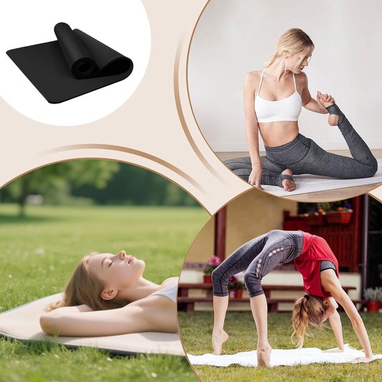 Schuimrubberen Oefenmat - Yogamat Fitnessmat - Thuis Sporten - Antislip Oppervlak - 182 x 61 cm - Zwart — afbeelding 3