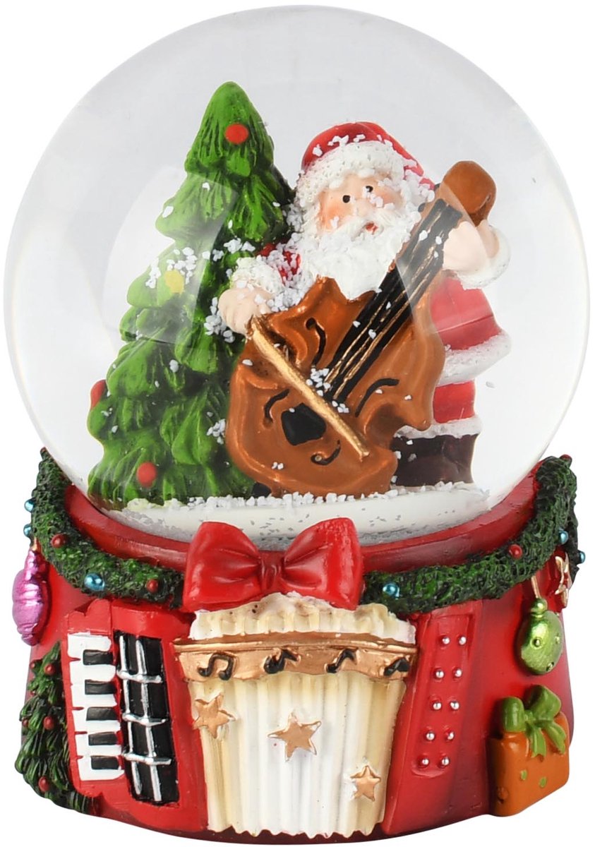 Dekoratief | Waterbol santa m/instrument, rood, resina/glas, 9x7x10cm | A265945