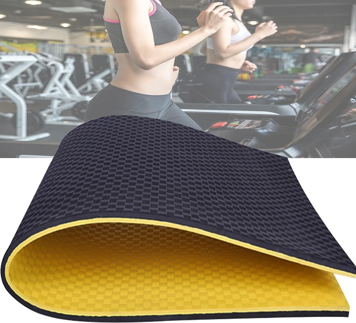 Haltingsmat Fitnessapparatuur - Vloerbeschermer - Apparatuur Beschermen - Geluiddempend Trillingsvrij - 200x100x2.5cm - Zwart Geel