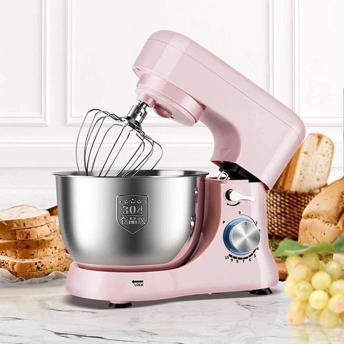 Elektrische Keukenmixer - Keukenrobot Multifunctioneel - Bakken en Koken - 10 Snelheden Instelbaar - 45 Liter Kom - Multicolor
