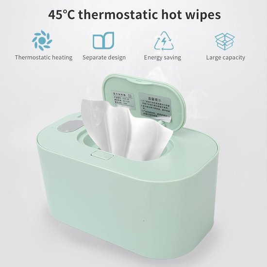 Babydoekjes Verwarmer - Doekjes Box - Baby Verzorging - Energiezuinig Design - Grote Capaciteit - Groen — afbeelding 2