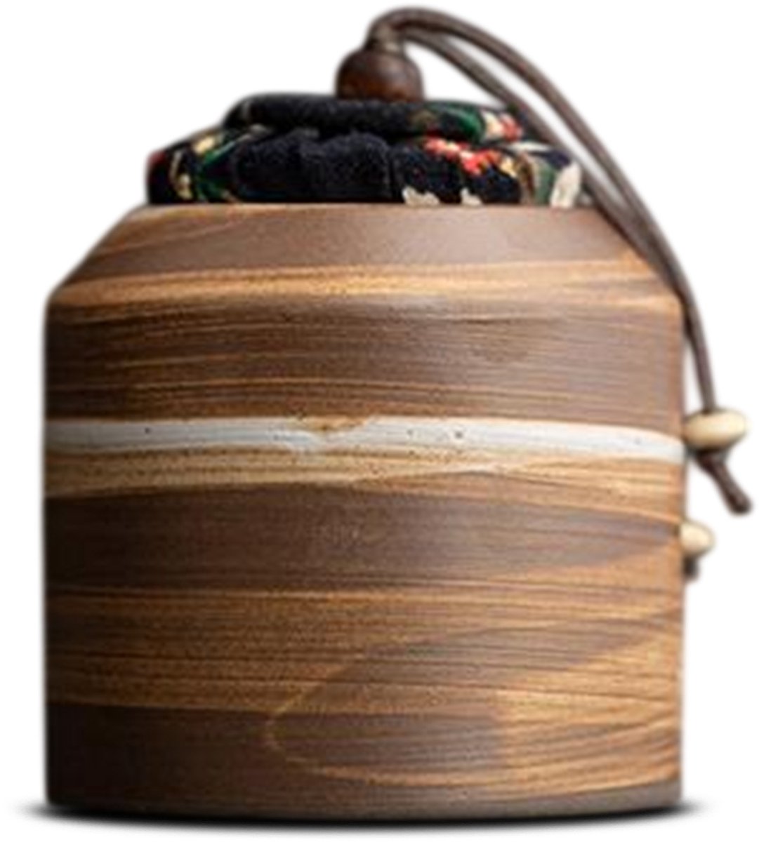 Akerz Keramische Mini Urn Houtlook Bruin – 200 ml – Herinneringsurn voor Mens & Huisdier – Inclusief Beschermzakje