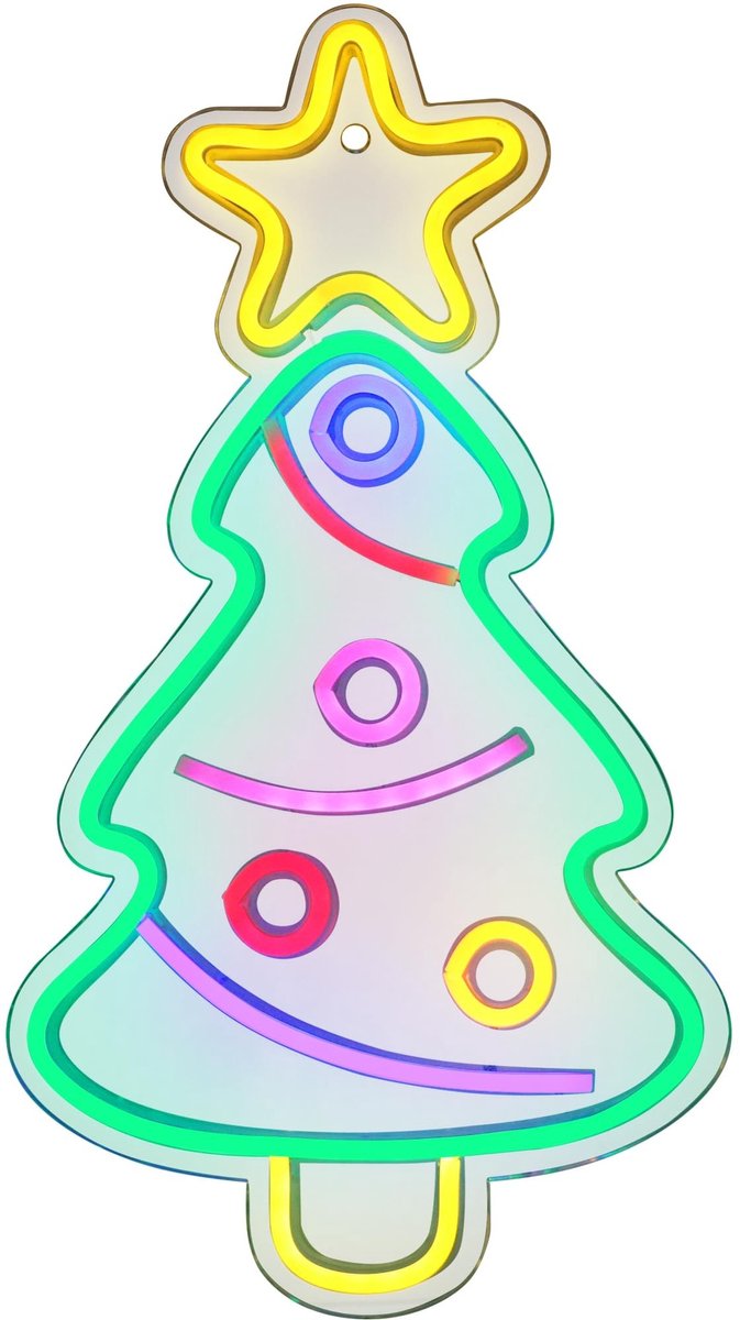 Cosensi- Neon Kerstboom LED - Retro Wanddecoratie - Groot 40 cm - Feestelijk Hangend Decor - USB-Voeding - Verstelbare Helderheid - Neonlicht