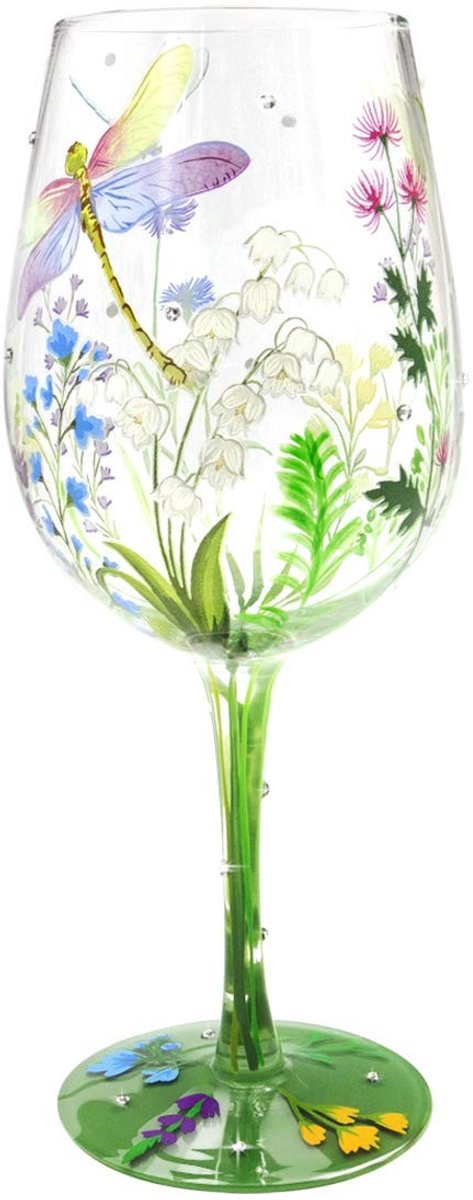 Cosensi- Wijnglas Handgeschilderd - Kleurrijke Libel - Ambachtelijk Design - 15 oz Inhoud - Perfect voor Wijn/Cocktail - Uniek Cadeau - Drinkglas