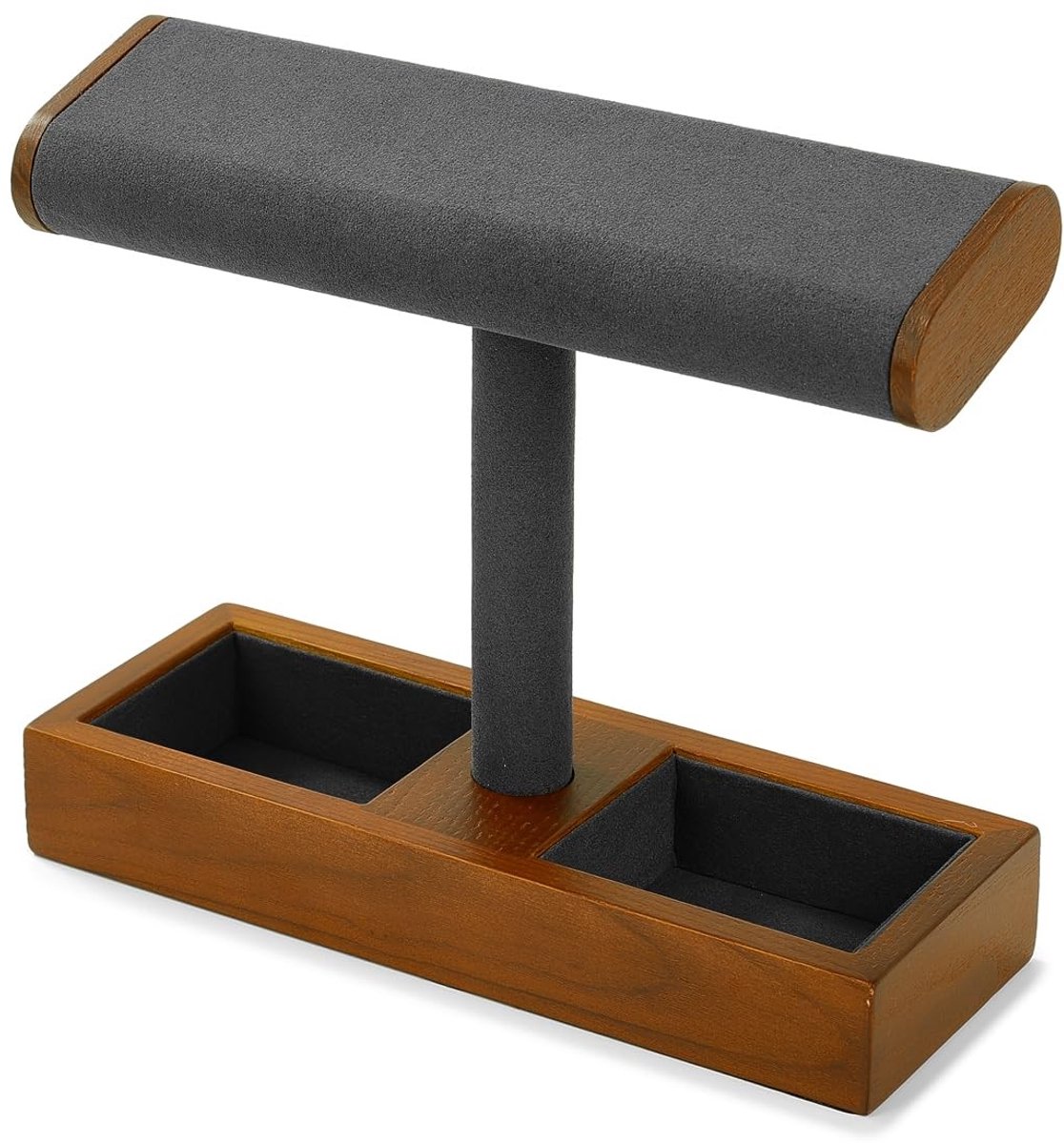 Cosensi- Horlogestandaard van massief hout - Sieradenrek - Armband houder - Ringenhouder - Sieradenhouder ketting - Hoogwaardige microvezel