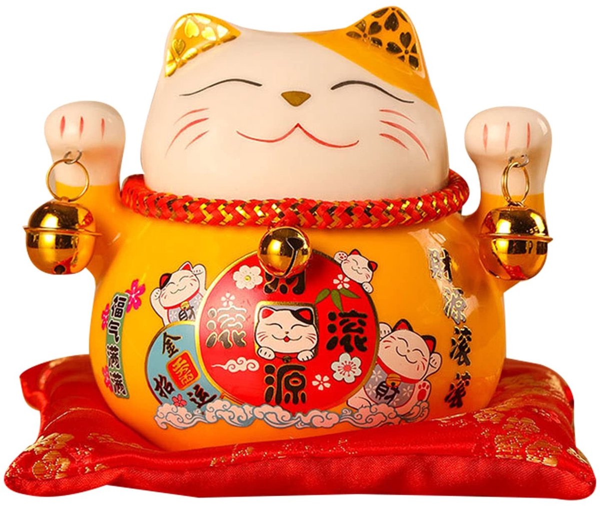 Cosensi- Spaarvarken Groot - Keramiek Spaarpot - Lucky Cat Spaarpot - Decoratieve Geldbox - Feng Shui Geluk - 11,43 cm Hoogte
