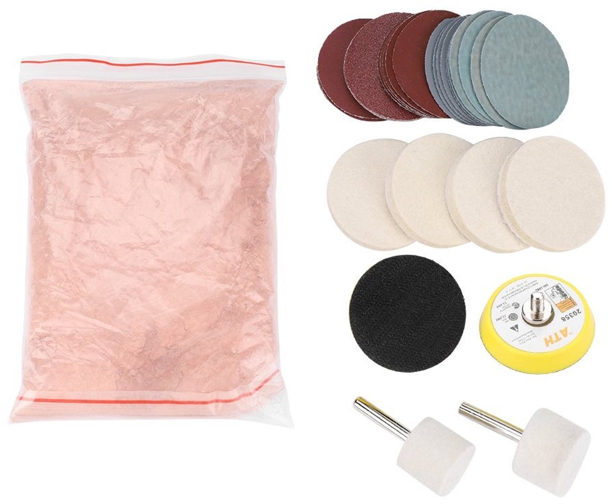 Cosensi - Glass Polishing Kit - Glas krasverwijdering - Hoogwaardige ceriumoxide - Inclusief schuurwielen - Efficiënte glasreparatie - Geschikt voo...