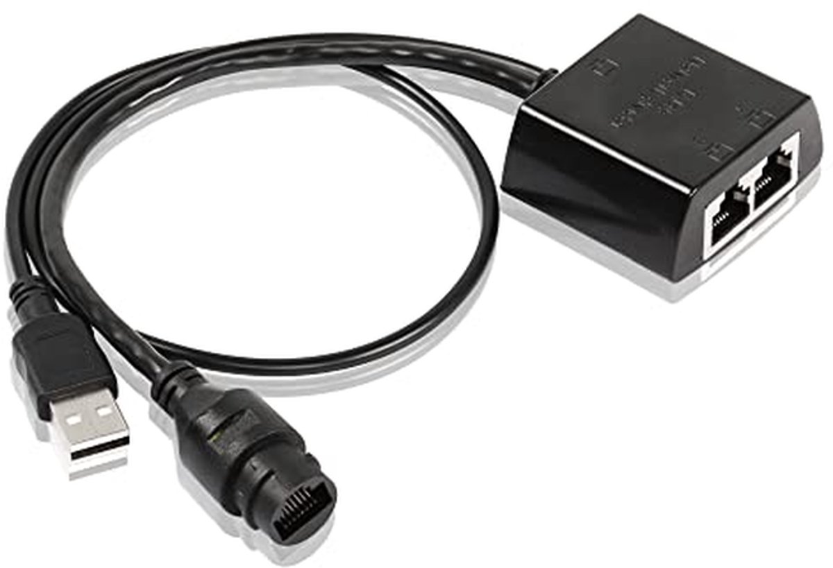 Ethernet Splitter Adapter RJ45 1 op 2 - High-Speed Netwerk met USB Stroomaansluiting