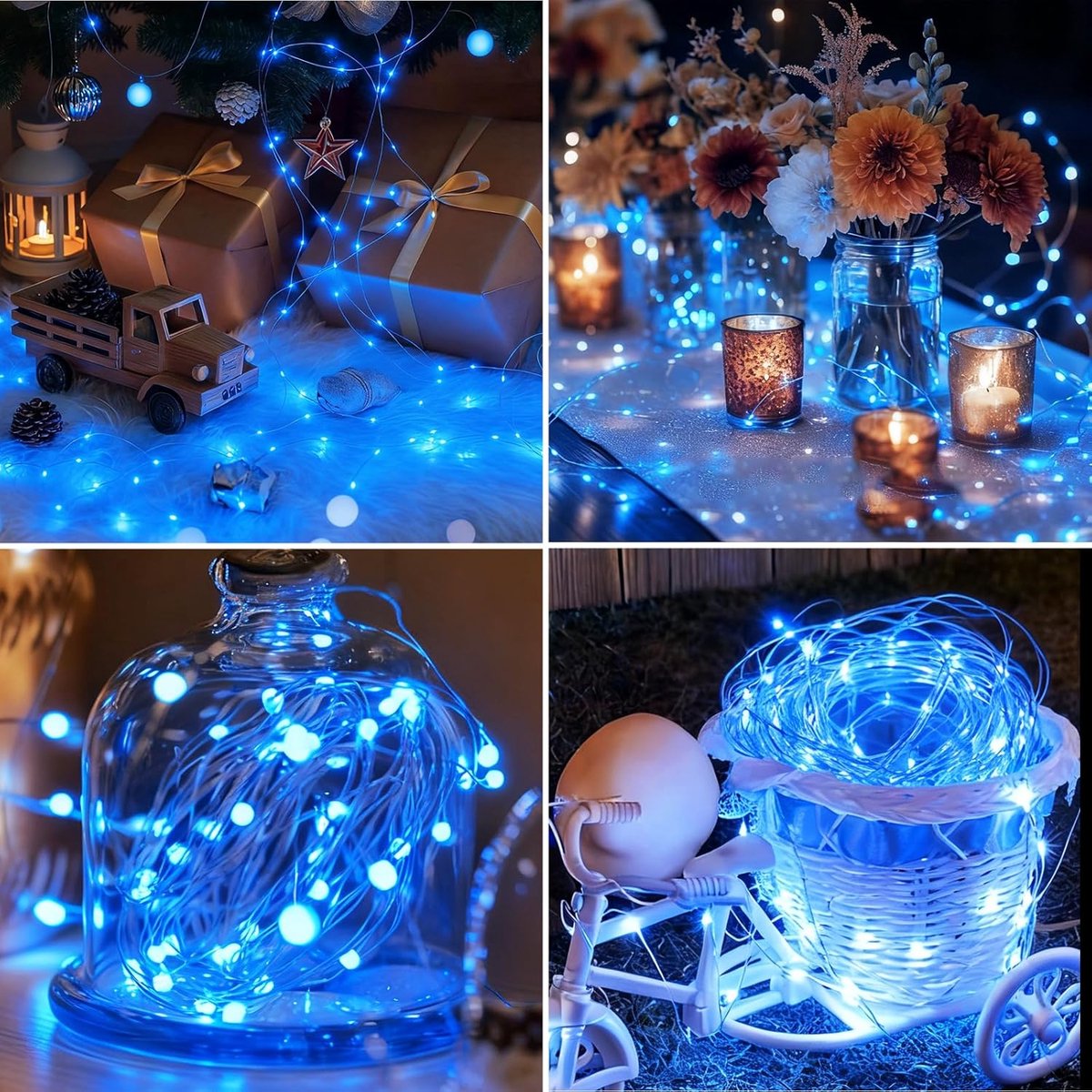 Batterij Lichtsnoer - Draadloos Kerstlicht - Sfeervolle Decoratie - Met Timer Functie - 3 Meter 30 LEDs - Blauw — cadeau in Wonen & Interieur - foto 4