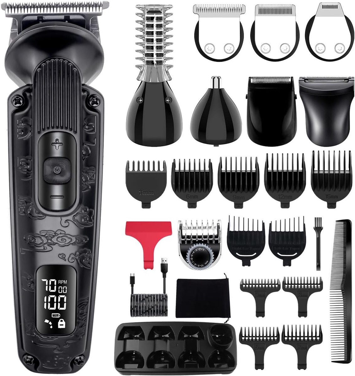 Waterdichte Baardtrimmer Heren 8-in-1 Precisie Elektrisch Scheerapparaat voor Stoppels en Haar