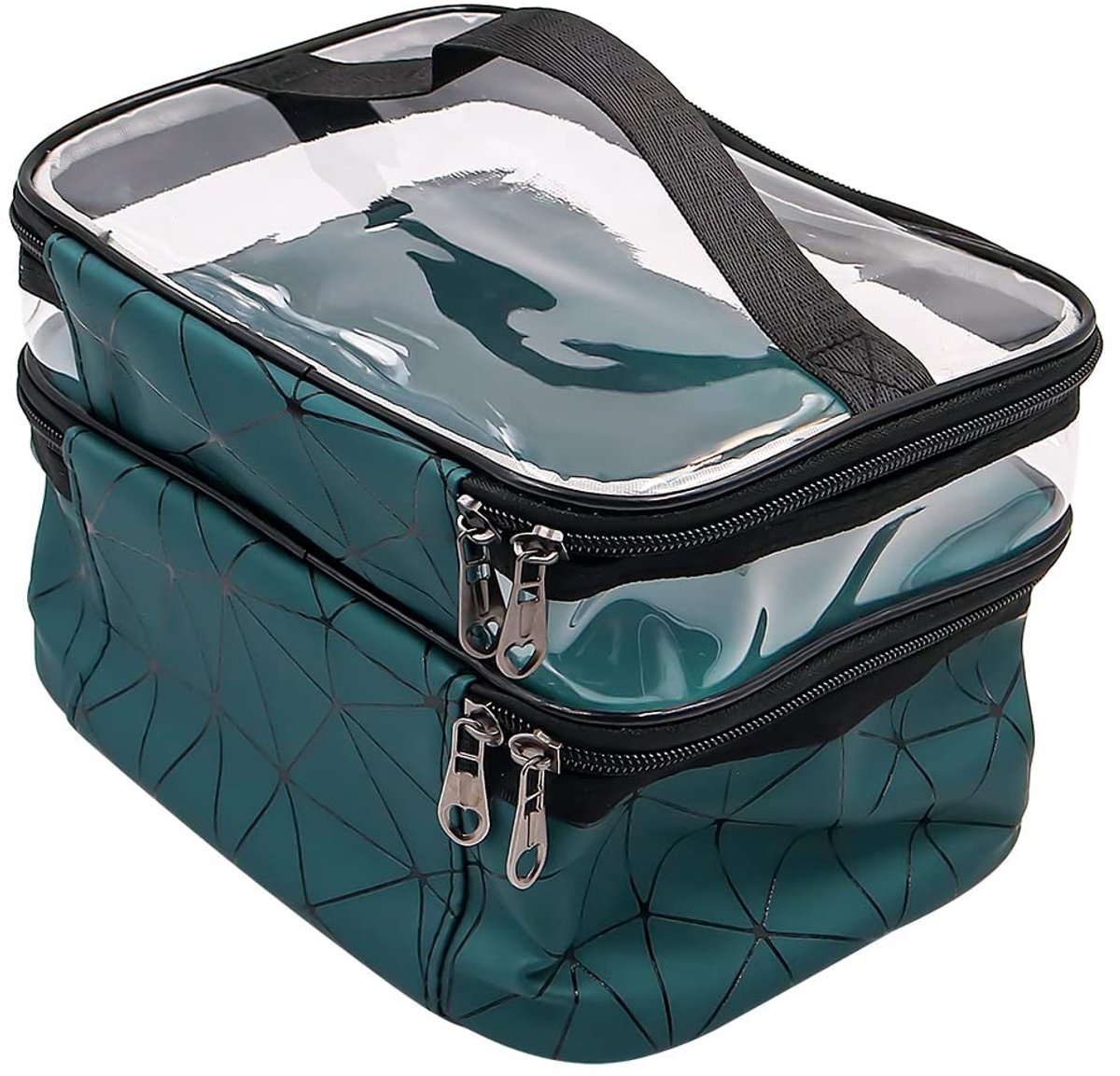 Dailygoods - Dailygoody - Make-uptas - Dubbellaagse toilettas - Groen - Reistoilettas - Uniseks
