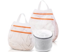 Upgrade Dubbele Rits Waszak Set - Honingraat Mesh Wasnetten voor Wasmachine - Beschermende Waszakken voor Kleding en Ondergoed - 3-delig Set